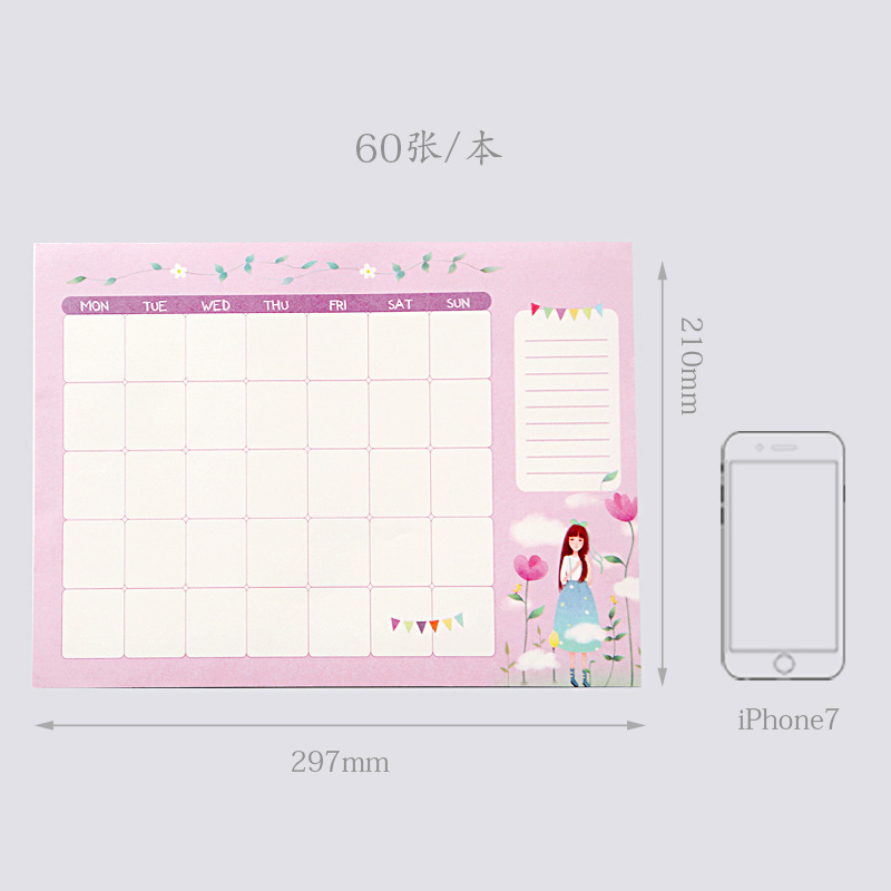 Notebook kawaii Daily Weekly Monthly Yearly Calendar Planner Agenda Schedule organizer journal book school A4 Flower