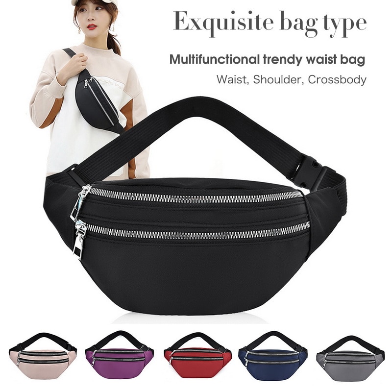 Ladies Waist Bag Zipper Large Capacity Male Casual Sports Crossbody Bags Multifunctional Shoulder Bag For Women