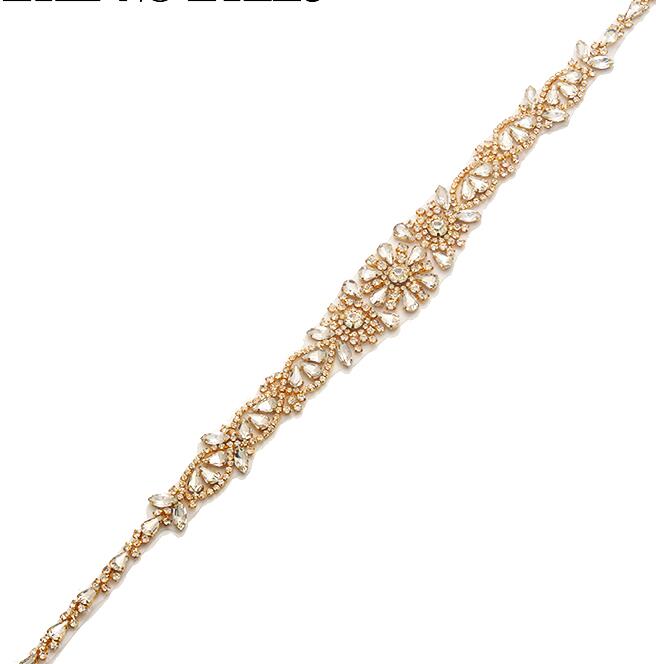 Fröklänning tunn kristall bröllopsbälte guld diamant brudbälte strass bröllop sash bälte för brud brudtärna klänningar  jk867: Rhinestone applikationer