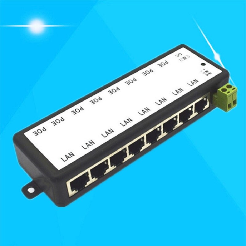 ESCAM 4 Ports 8 portsPoE Injector PoE Power Adapter Ethernet Power Supply Pin 4,5(+)/7,8(-) Input DC12V-DC48V for IP Camera