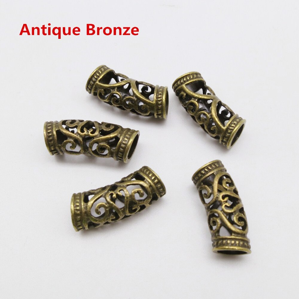 5 st -20 st silver / guld / brons viking hår flätat skägg dreadlock pärlor rörringar ca 7mm inre hål för hår tillbehör