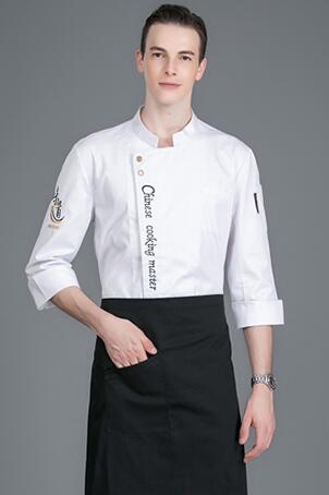 Kokkedress lange ermer kjøkken hotell restaurant stor størrelse #39 menn arbeidsklær pustende spisestue kokkeuniform  h2040: Malewhite / Xl