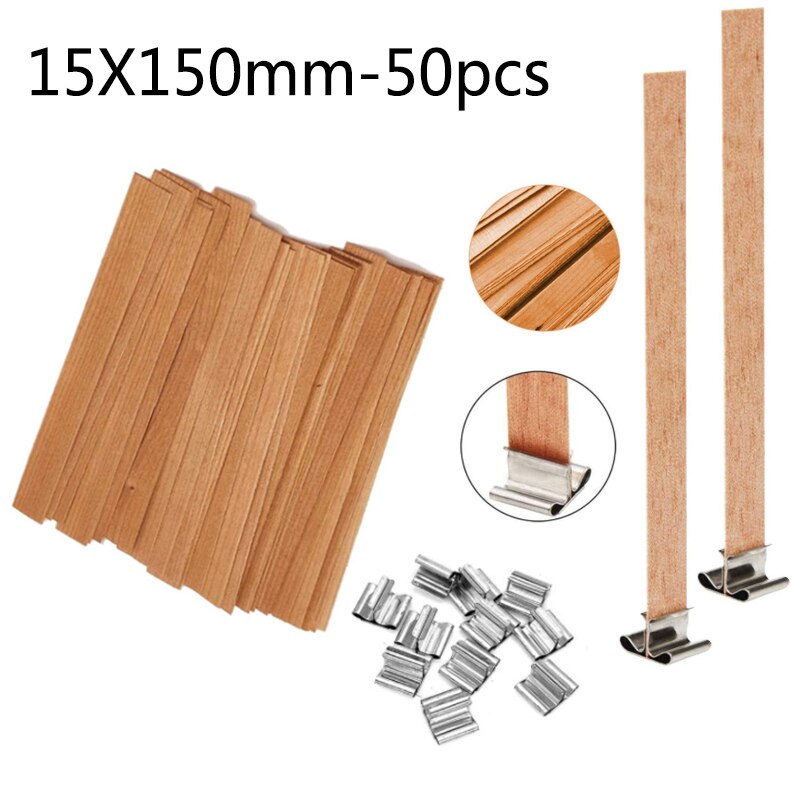 Wood Candle Wicks Candl Wick With Base Wooden Candle Wick Set Core For DIY Candle Making Supplies Handmade Soy Parffin Wax Wick: 15X150mm