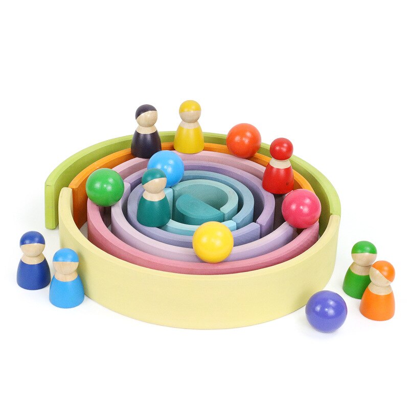 Kinderen Speelgoed Grote Rainbow Stacker Houten Speelgoed Voor Baby Regenboog Bouwstenen Montessori Educatief Speelgoed Kinderen