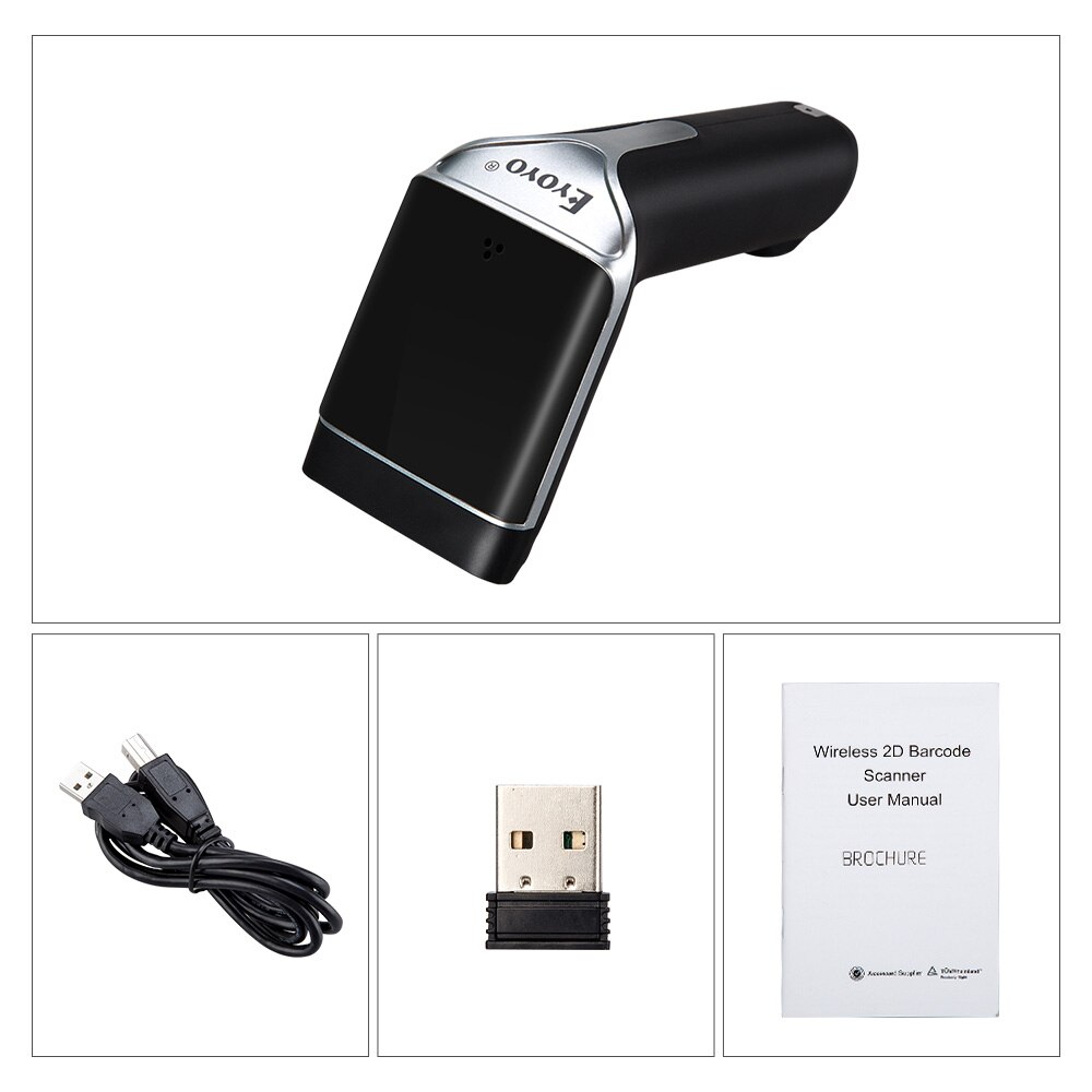 EYOYO EY-007A escáner de código de barras 1D/2D inalámbrico 2,4G 2D lector de código QR vibración PDF417 2D escáner inalámbrico