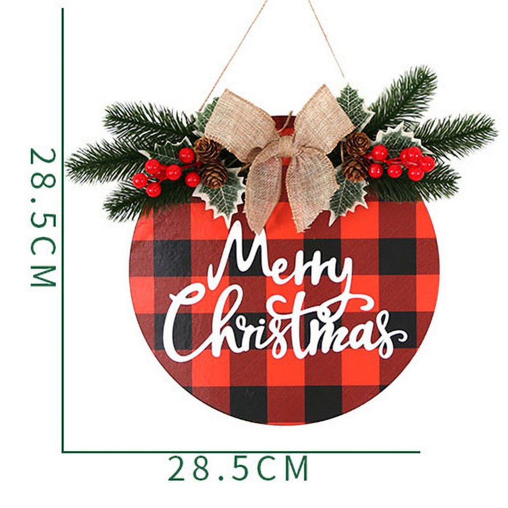 Wreaths with Light Rustic Wooden Home Front Door Decor Merry Christmas Wall Door Hanging Home Decoration