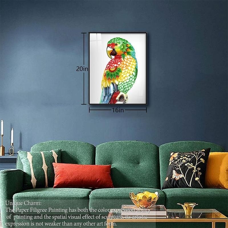 DIY Paper Art Parrot Animal Quilling Paper Set Craft Paper Quilling Kit Home Decor 3D Origami Collage Quilling Tools Set