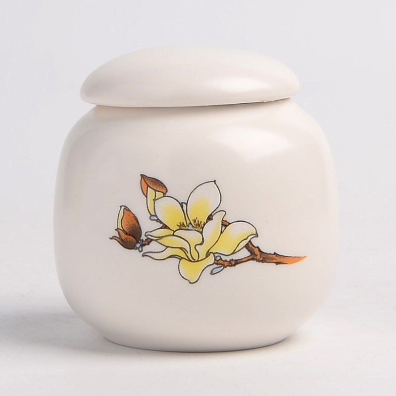 Porcelain Tea Storage Container Dried Fruit Storage Tank Chinese Ceramic Tea Box Lid Kitchen Teaware Mini Printed Food Container: D