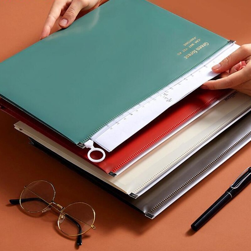 1 Pieces Reusable A4 Test Paper Folder with Zipper Envelope Folder Waterproof Randomed Color for student Office School