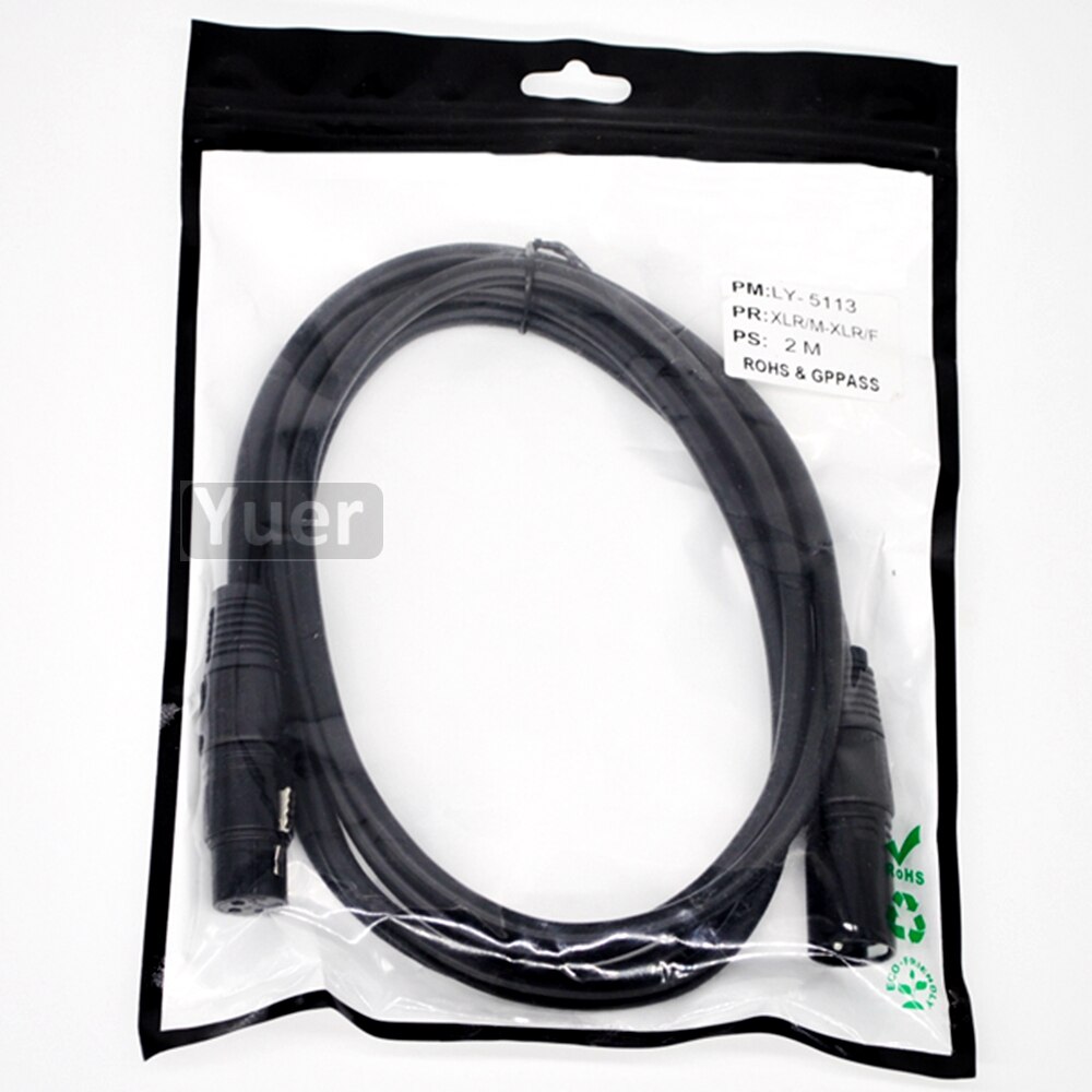 High Metal Plug 2 Meter 3-Pin DMX Signal Connection Shielded XLR Male to Female For LED Moving head Fogger Par Llight