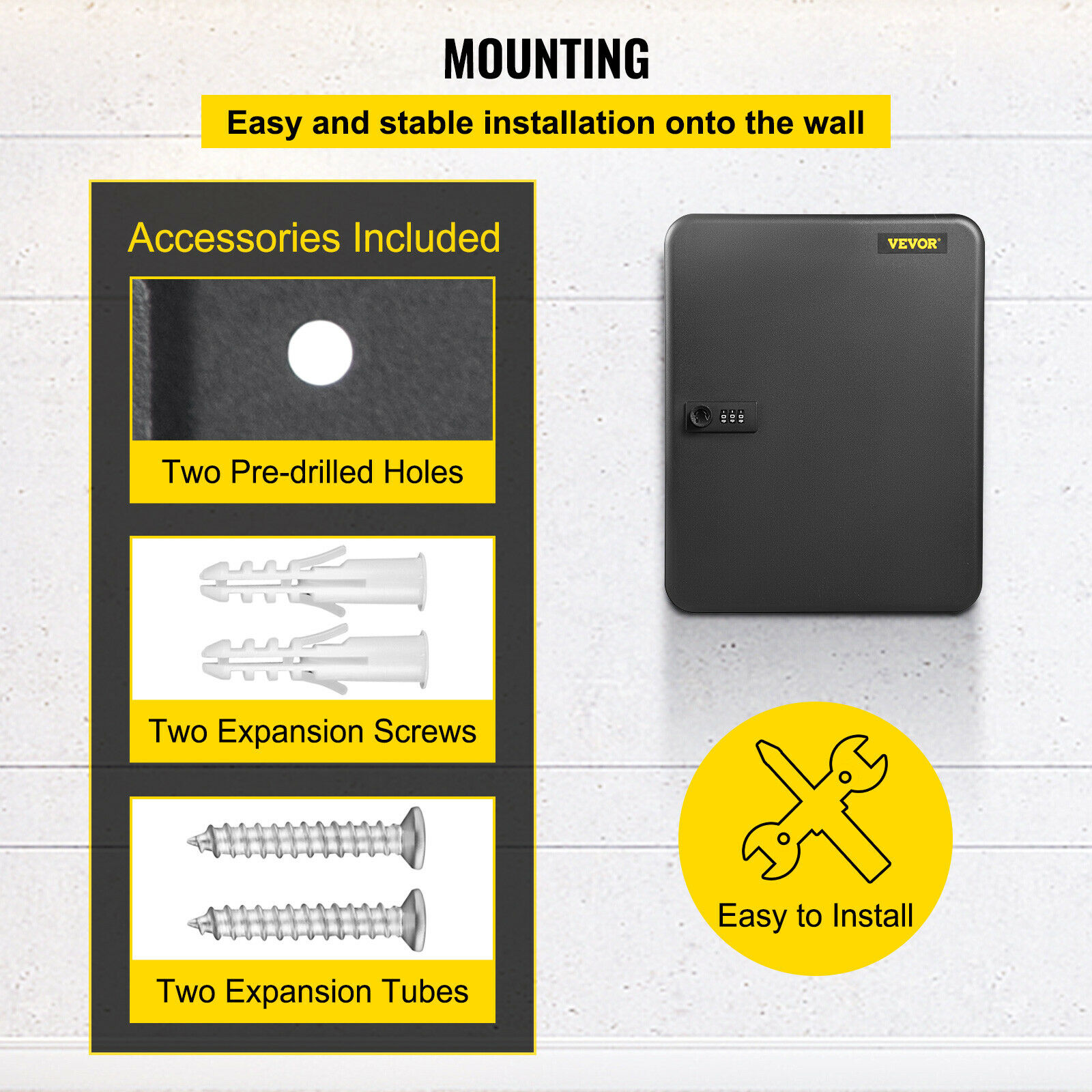 72 Keys Cabinet Wall Mount Passcode Lock Safe Box w/ Hook Organizer Holder
