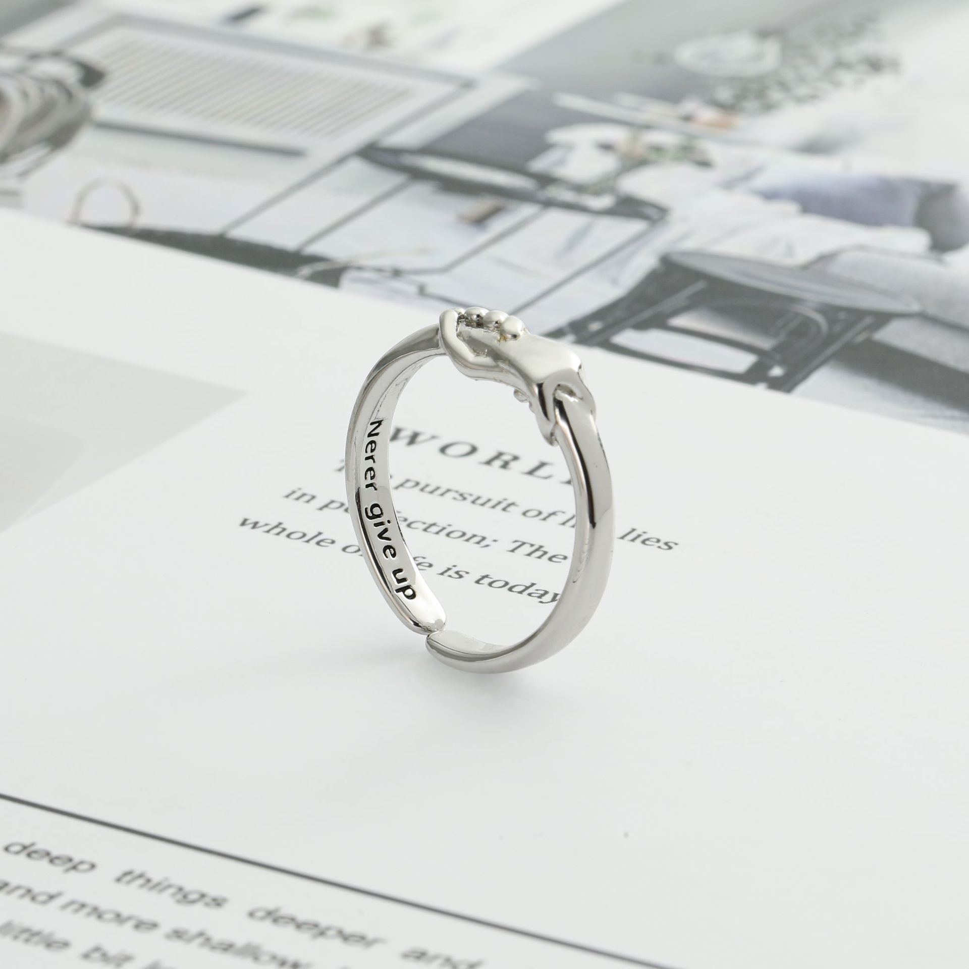 Îmbrățișare gotică mâinile musculare inele pentru femei bărbați inel cu manșetă deschisă reglabilă petrecere inele de cuplu de nuntă bijuterii vintage anillos bague: Argint 3