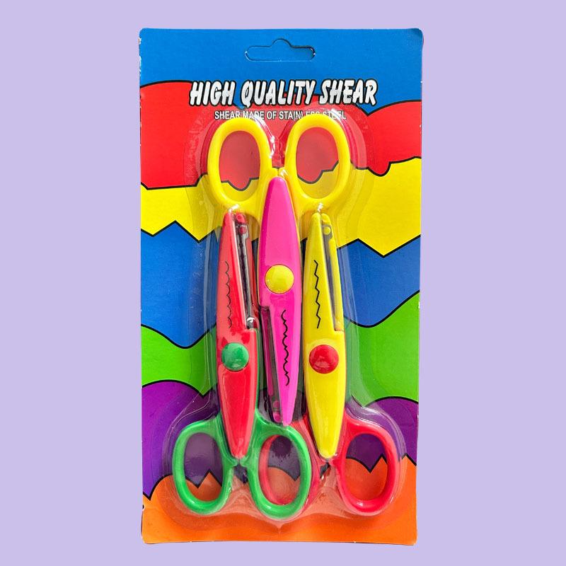 Wavy Pattern Scissors DIY Handmade Paper Cutter Craft Paper Card Photo Cutting Tools Kids Office Supplies: Yellow