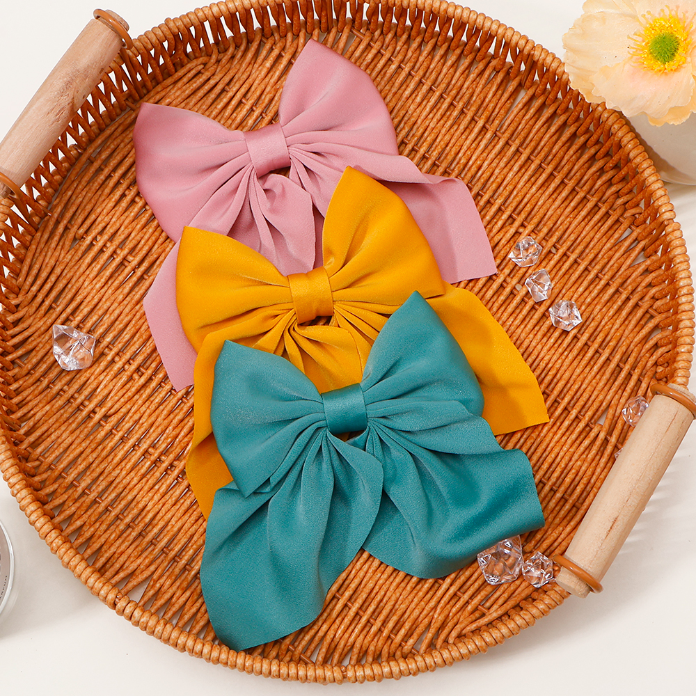 2024 novo elegante arco fita grampo de cabelo moda simples sólido cetim primavera clipe de cabelo bandana com clipes meninas acessórios para o cabelo