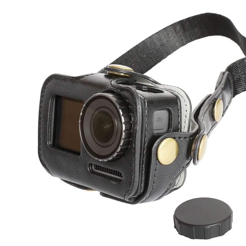 Cadre en cuir PU pour DJI avec capuchon d'objectif en Silicone accessoires de sangle de cou/taille pour DJI Osmo Action Sport support de couverture de caméra