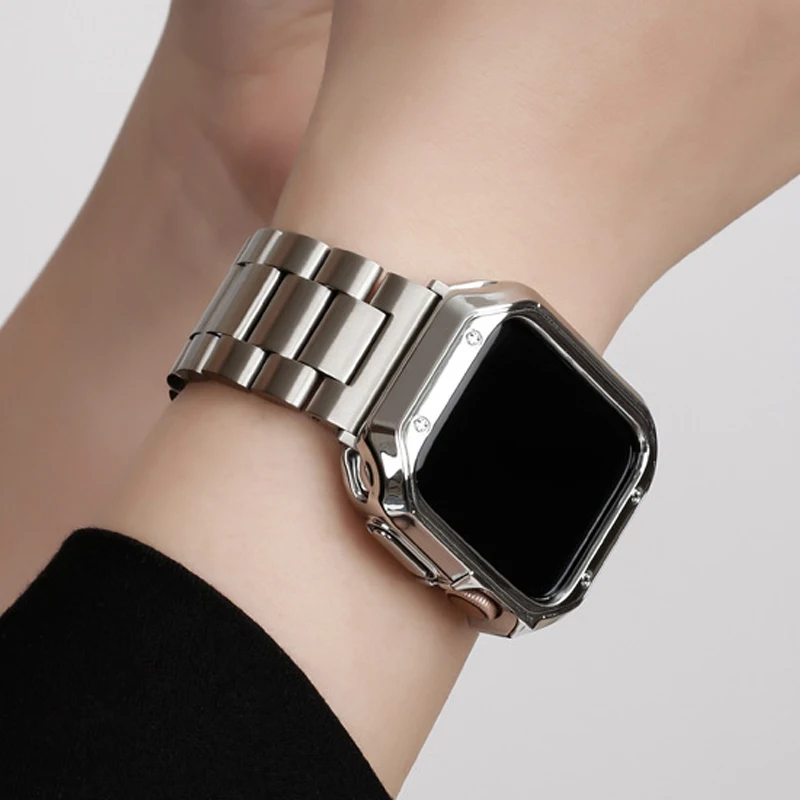 Rem i rustfritt stål til apple watch-reim ultra 49mm 45mm 44mm 41mm 40mm metalllenke iwatch-serien  se 3/4/5/6/7/8- reim