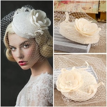 Accesorios Vintage para el cabello para novia, velo para tocado, velo de la cabeza, Mini sombrero barato para novia de boda