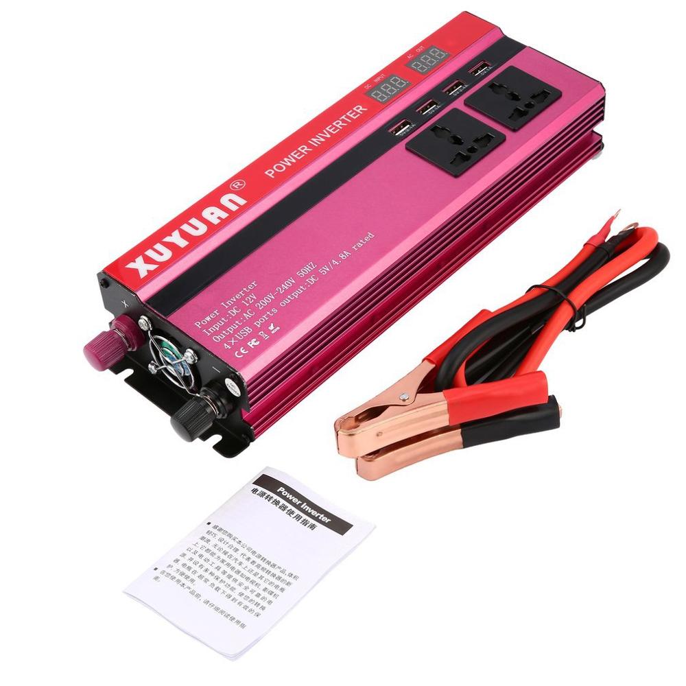 6000W Solar Power Inverter DC 12V to AC 220V LED Display Car Sine Wave Converter for Household Appliances