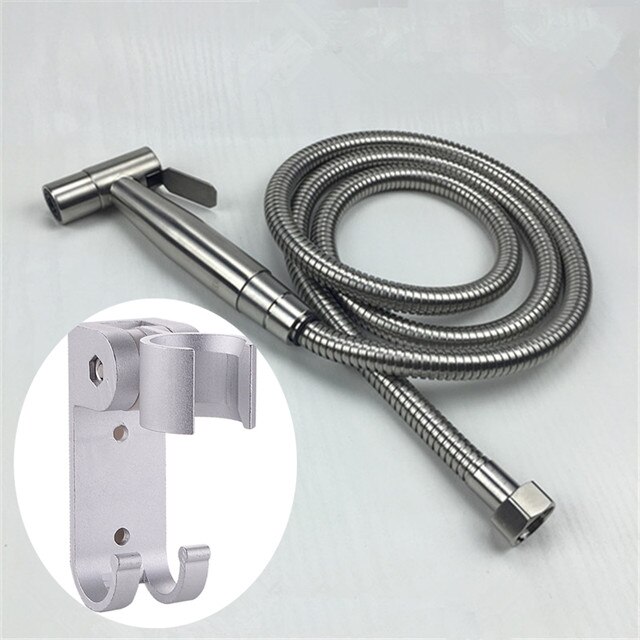 Wetips stål håndholdt hygiejnisk bruser bærbar toilet vandsprøjte toilet bidet mixer bidet hoved hygiejnisk bruser bidet vandhane: Bidet sæt 2