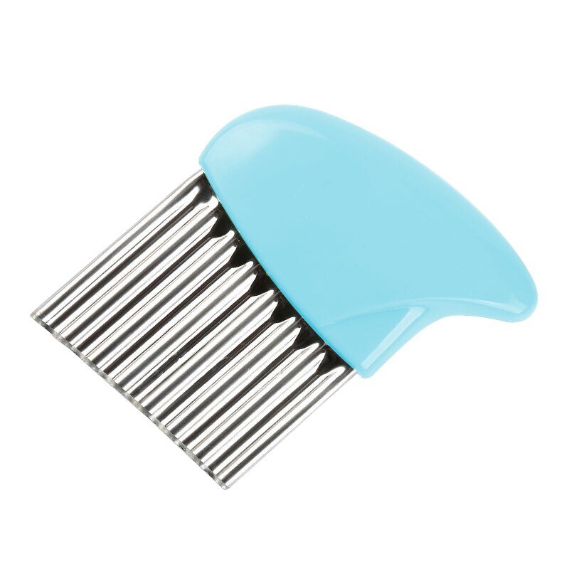 Wavy French Fries Cutter Stainless Steel Potato Slicer Vegetable Chopper Veggie Slicer Durable Kitchen Gadgets Cutter: Blue