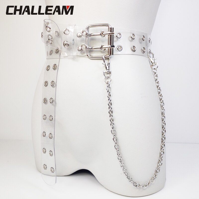 Zwei Reihe PVC Klar Gürtel Für Frauen Stift Schnalle Weiblichen Weiß Taille Hosen transparent Gürtel Damen Jeans Tülle Gürtel 154
