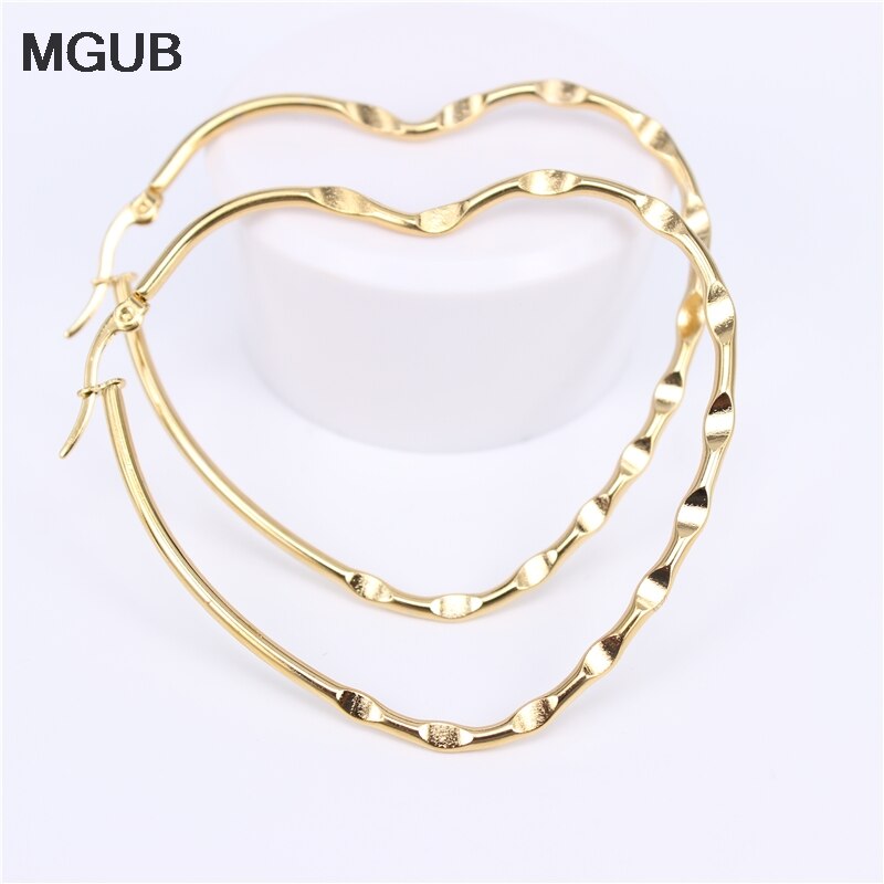 Mgub Gouden Kleur/Zilver Kleur Smooth Rvs Populaire Vrouwelijke Oor Sieraden Gladde Reflecterende Vliegtuig Eenvoudige Opknoping Ring LH154