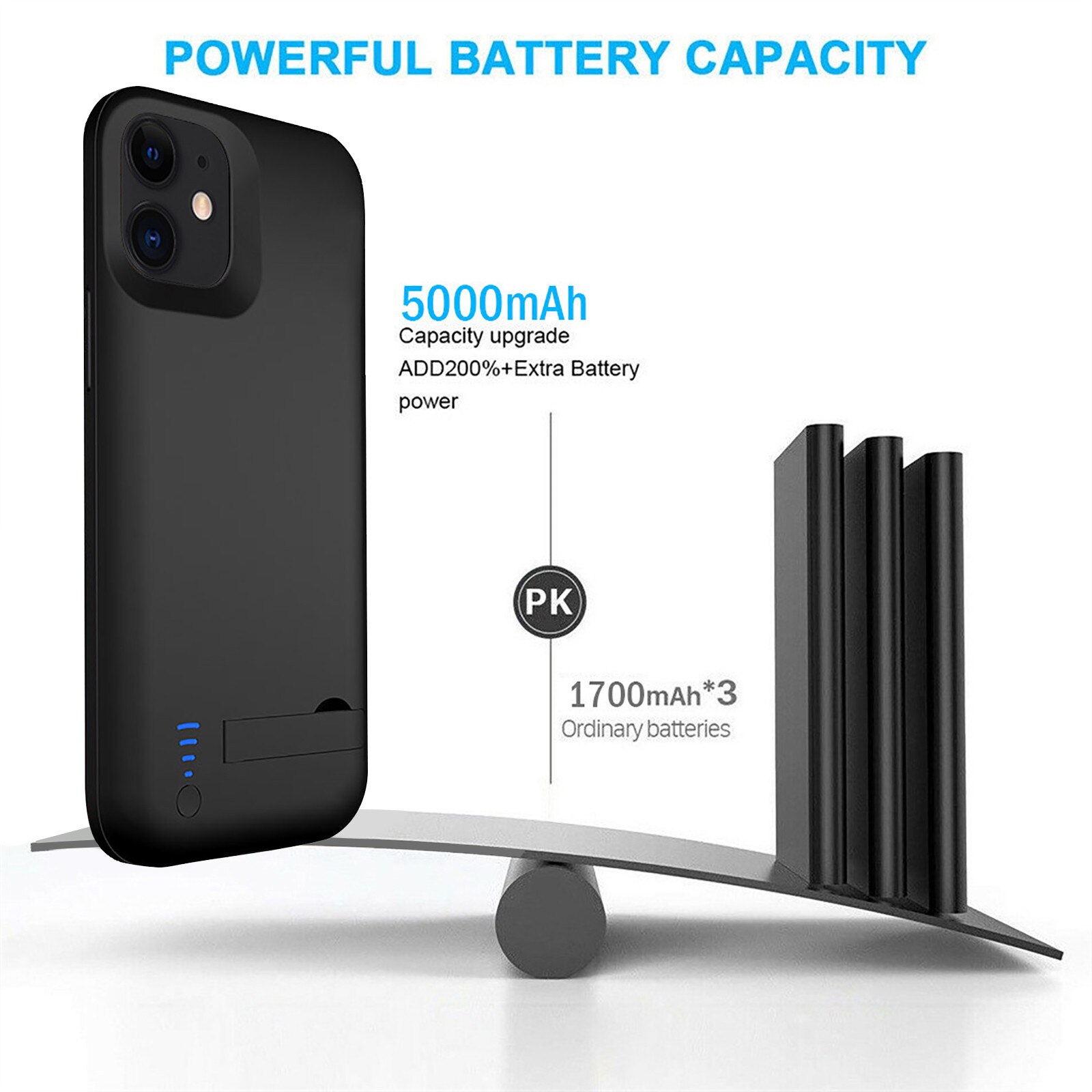 For Iphone 12 6.1inch Portable Security Quick Charging Mobile Phone Battery Case 5000mAh Extended Charger Power Cover