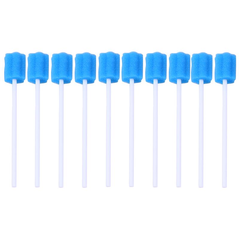 100 Uds esponja en bastoncillos de algodón desechable limpiador de boca de palo esponja de Limpieza de dientes hisopo herramienta de limpieza de maquillaje de Cuidado Oral: Azul