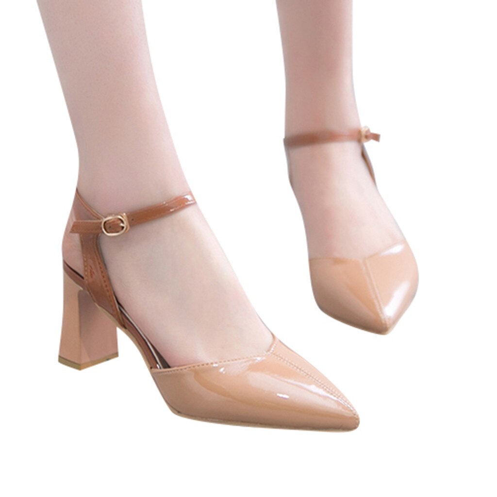 Women Sandals Casual Wild High Heels Pointed Toe Slip On Office Ladies Dress ShoeSummer Pointed Side Pumps Party Shoes Plus Size