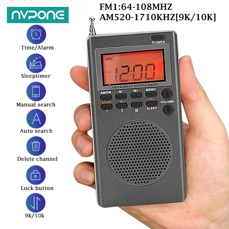 Mini Pocket FM AM Radio Portable 9K/10K Radios Receiver Built-in Speaker Backlight HD Display Screen Alarm Clock Sleep Timer