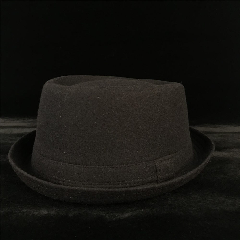 100%  uld mænd svinekød pie hat til far vinter sort fedora hat til herre flad bowler svinekød top hat størrelse sml xl