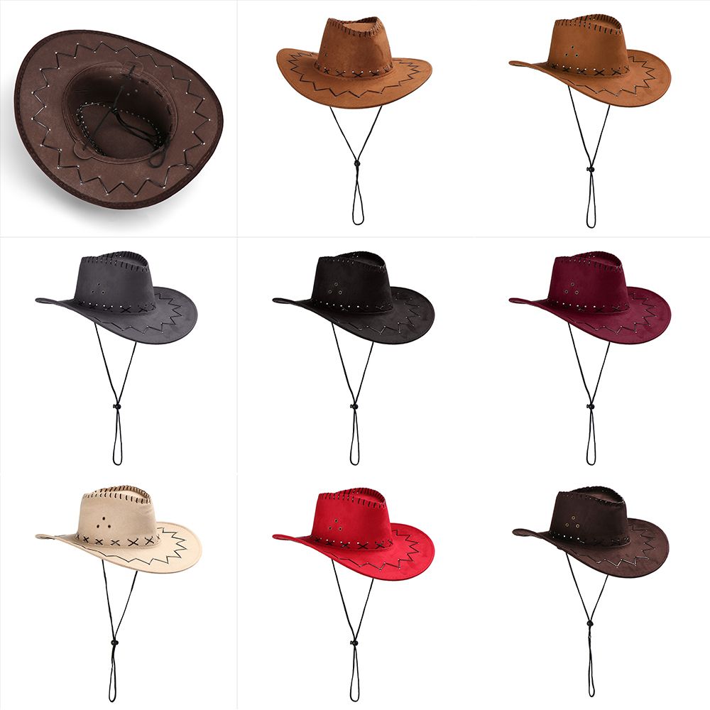 Sombrero de vaquero de gamuza occidental para hombre y mujer, gorros de vaquera a la , vestido de West, sombreros de , gorra Unisex