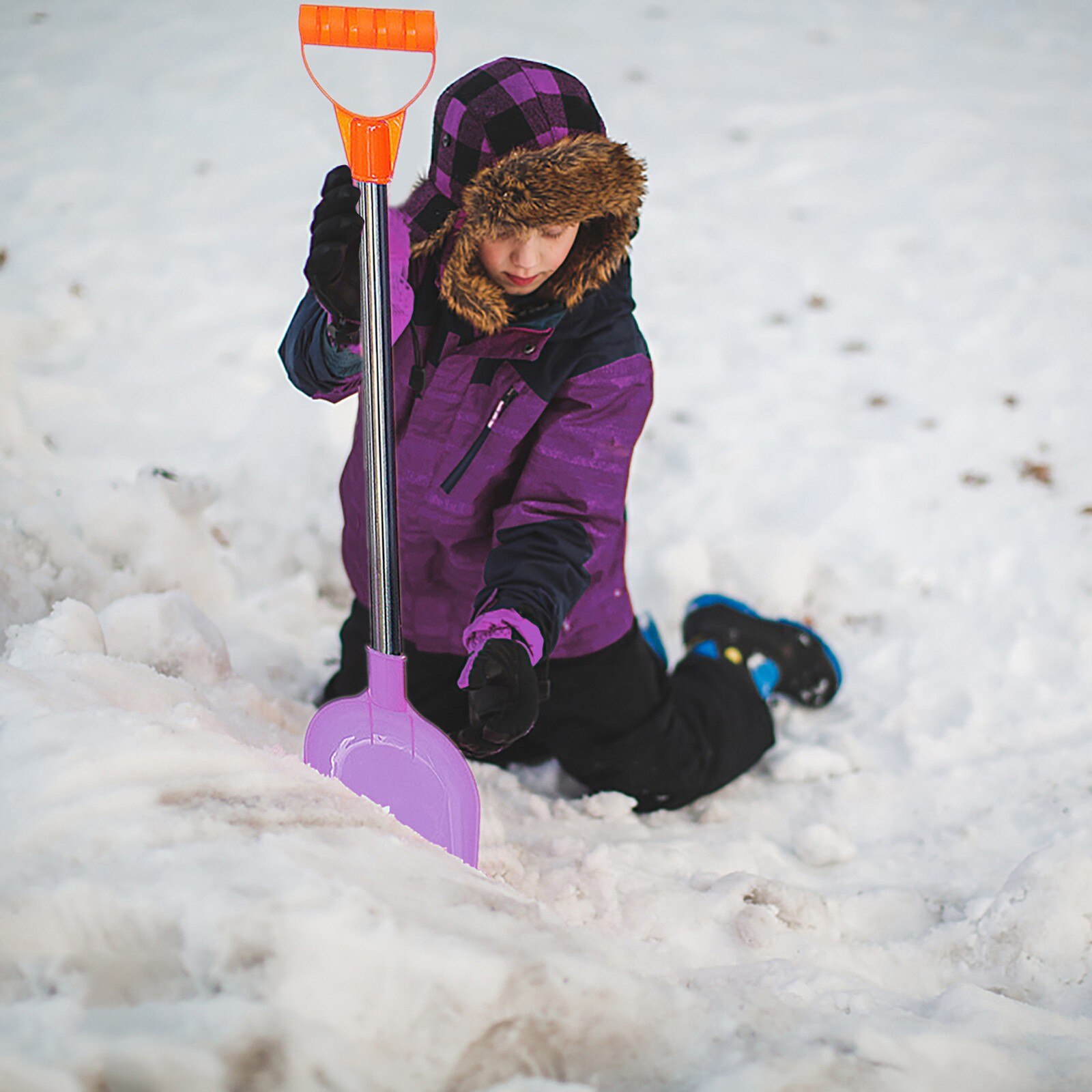 Pala de nieve retráctil para niños, pala de playa con mango de acero inoxidable, herramientas de jardín, 25 #1/4 piezas