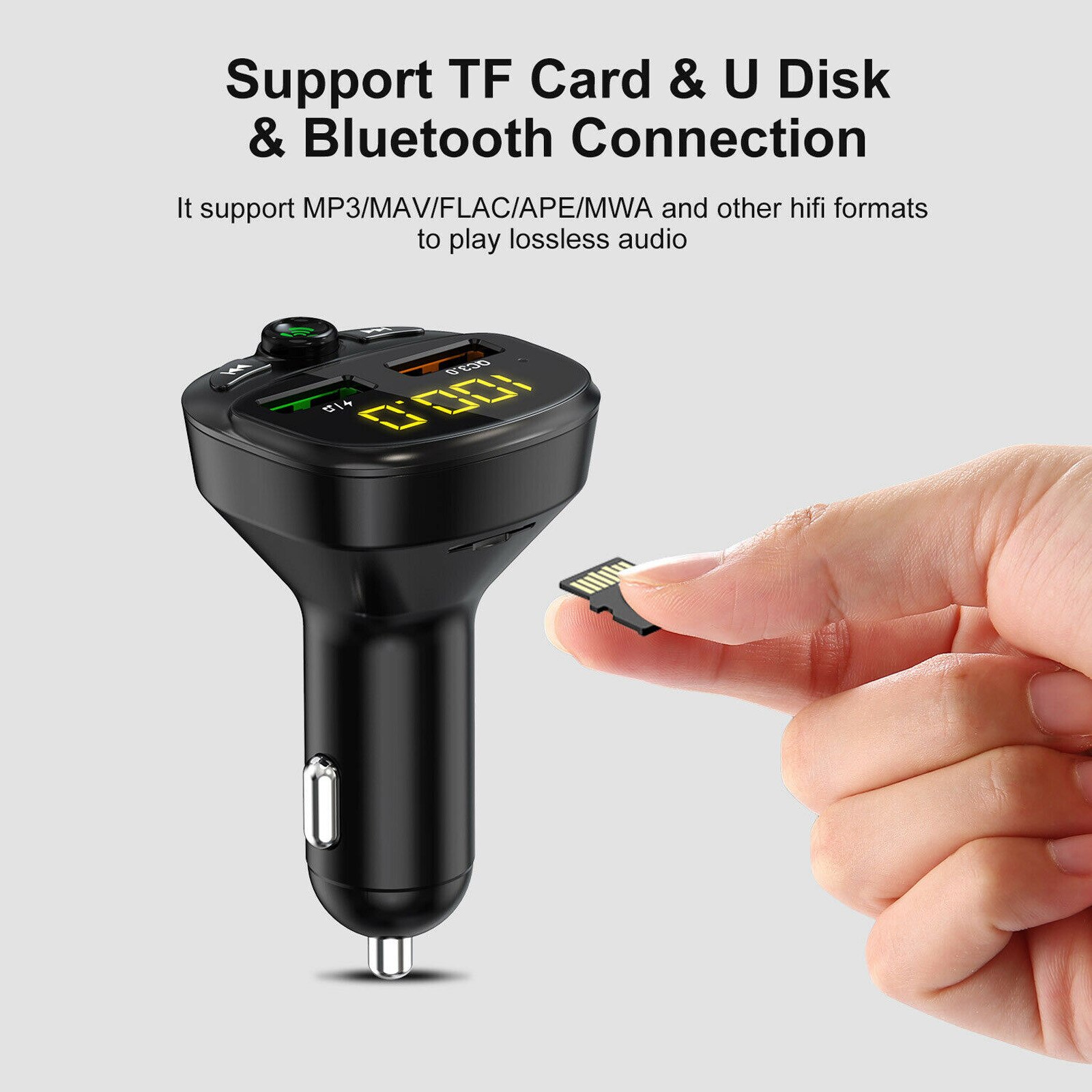 Bluetooth 5.0 Wireless FM Transmitters Handsfree Car FM Transmitter Car Accessories Car MP3 Player Dual USB Charger