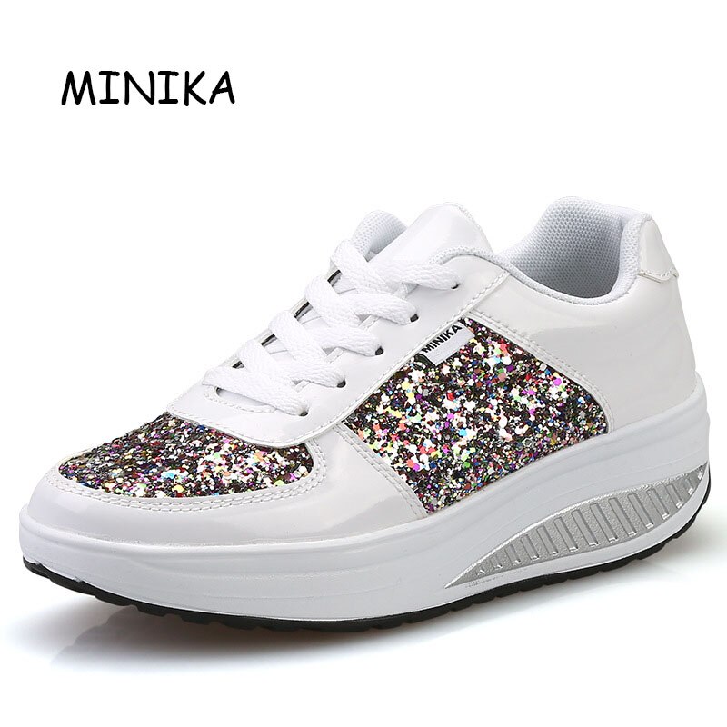 Winter High Increasing Shake Shoe Women Sapato De Fitness Shoes Zapatos De Mujer Hard-wearing Sport Sneakers Sapatos: White / 6.5