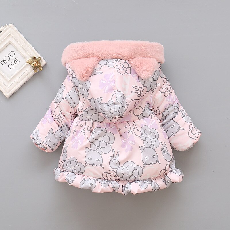 Jaqueta infantil de inverno, casaco grosso e quente para crianças, blusa de desenho animado para meninas