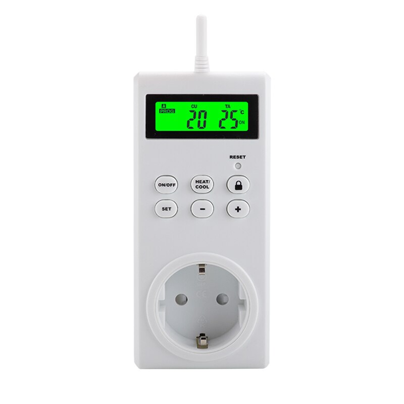 Programmable wireless plug-in thermostat with built-in temperature sensor remote control electric thermostatic control socket: EU