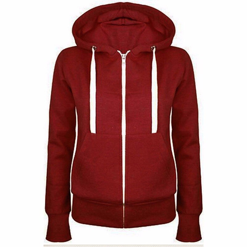 Classic Ladies Hoodie Sports Zipper Hooded Jacket Outdoor Running Fitness Jacket Sweatshirt Female Outwear