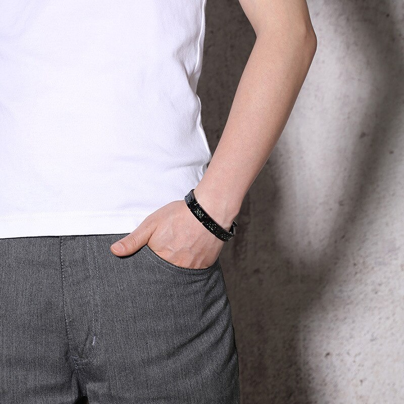 Bracelet d'équilibre énergétique Tourmaline en Fiber de carbone pour hommes bijoux de soins de santé hologramme Germanium Bracelets de thérapie magnétique guérison