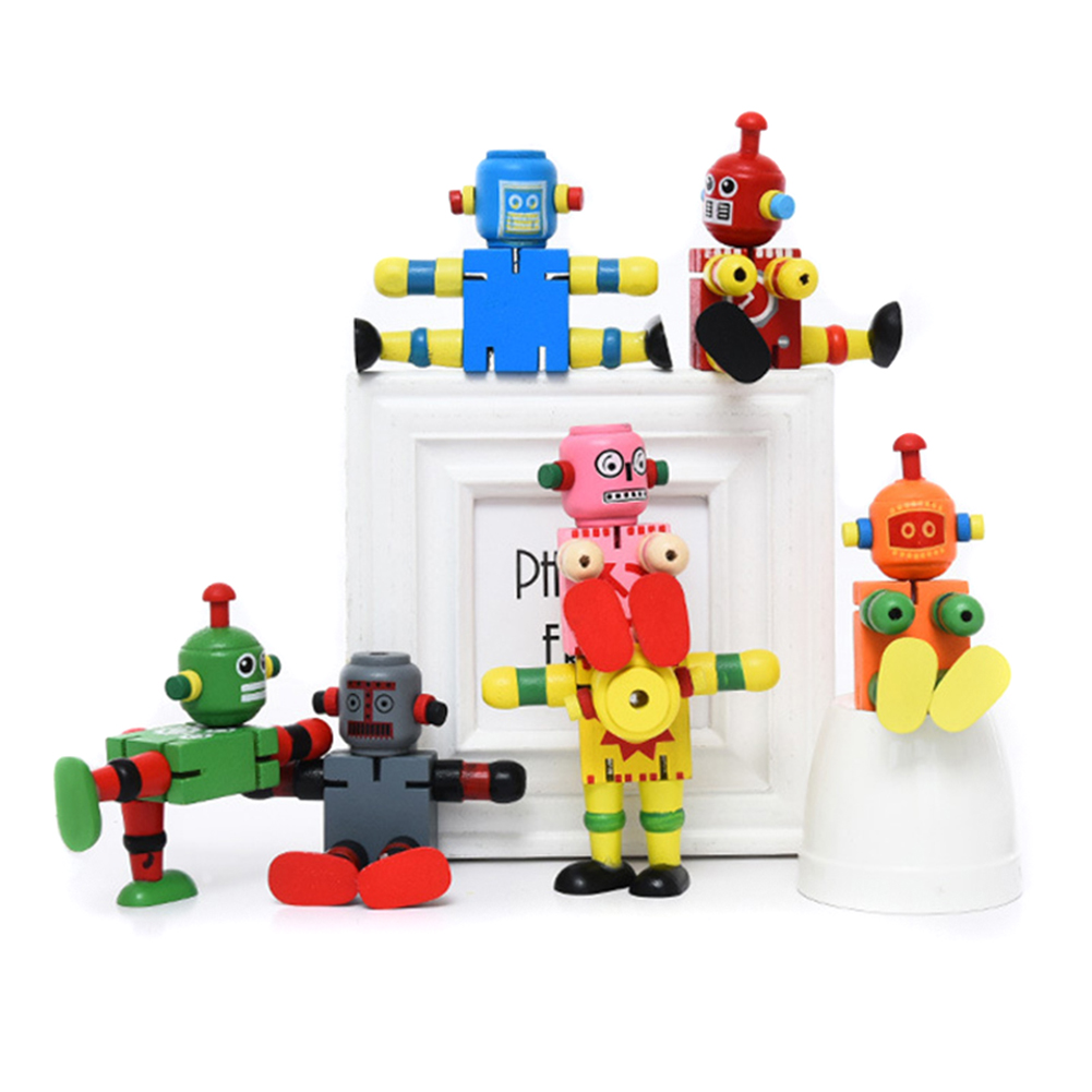 Wooden Robot Toy Joint Moving Deformation Robot Toy for Kids Home Decoration FO: Default Title