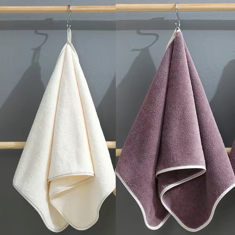 2 Pcs Soft Face Towels Pure Color Adult Face Towels High-density Coral Velvet Bathroom Bathing Absorbent Towel Bathroom Supply: Beige and Bean Paste
