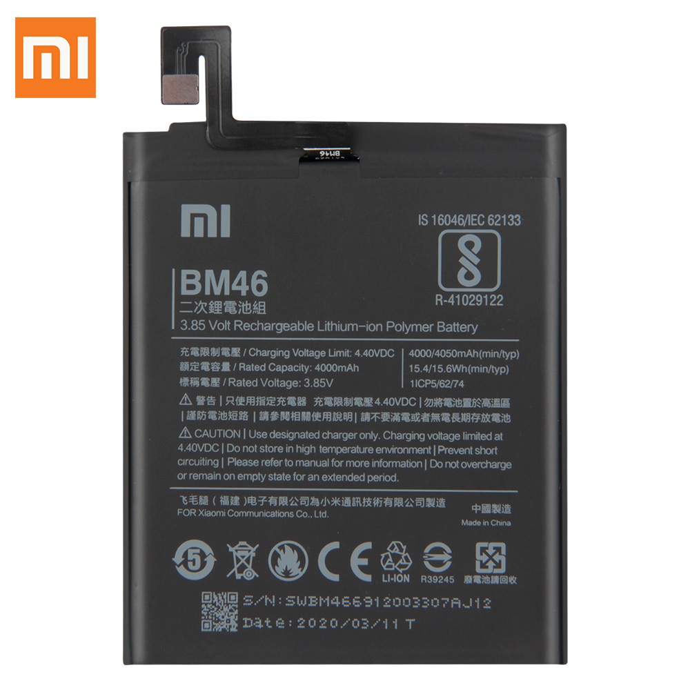 Batería de repuesto Original BM46 para Xiaomi Redmi Note 3 Pro, 4050mAh