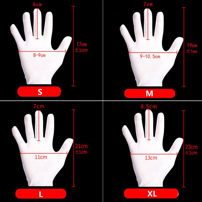 24PCS Weiß Baumwolle Handschuhe Neue Volle Finger Für Männer Frauen Arbeits Etikette Kellner/Treiber/Schmuck/Arbeiter handschuhe Schweiß Handschuhe