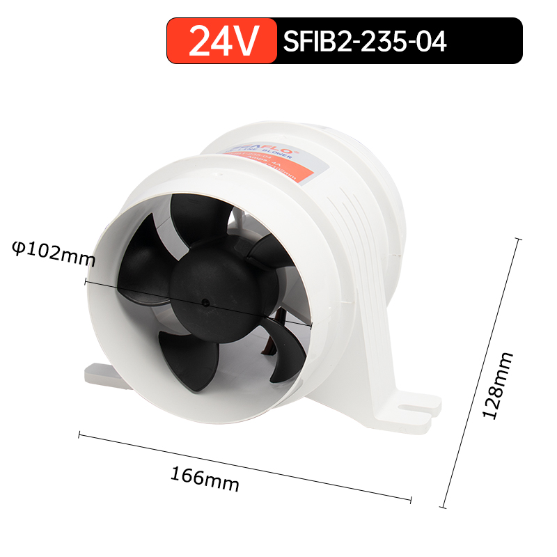 12V/24V 40A ABS Leises Luftgebläse Wasserdicht Hoher Luftstrom Inline-Gebläse Marine Bilge Boot Gebläsemotor Kunststoff: Brown