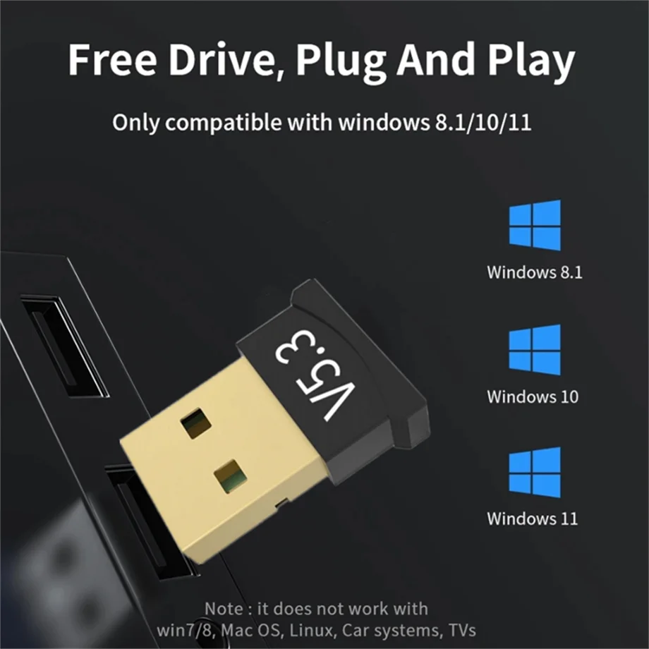 Bluetooth 5.3 Adapter for PC Laptop USB Bluetooth 5.1 Dongle Receiver for Speaker Mouse Keyboard Music Audio Transmitter Adapter