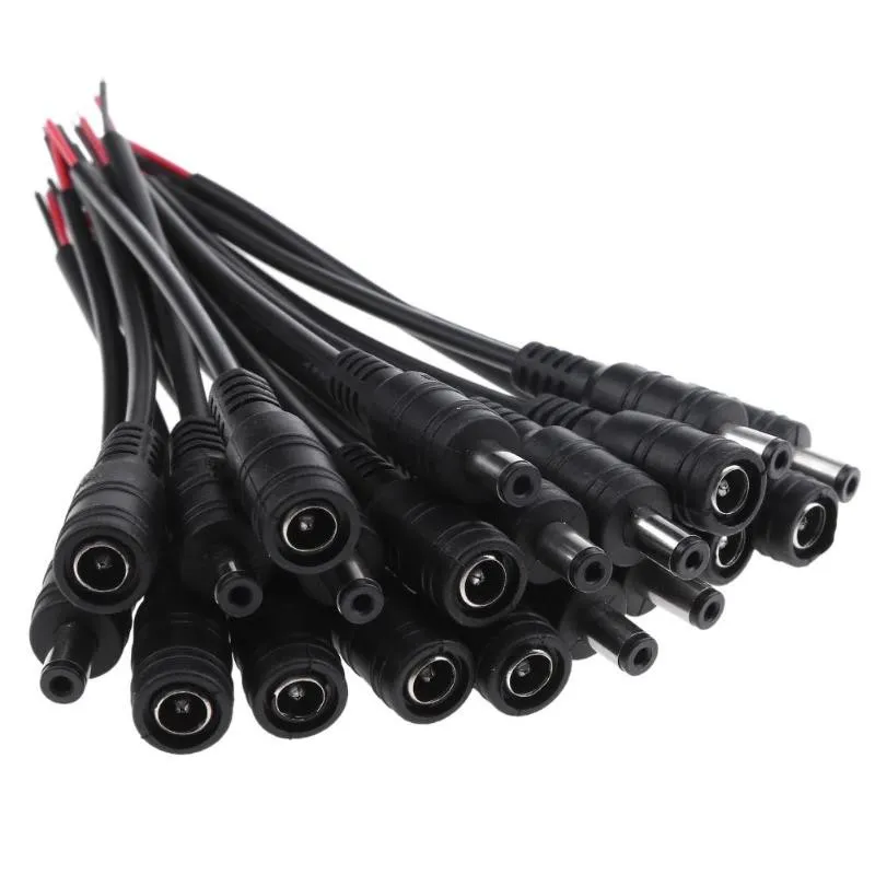 Conector de alimentación CC, Cable de enchufe de barril Pigtail, 2,1mm x 5,5mm, Cable macho hembra de 15CM para adaptador de fuente de alimentación de cámara IP, tira LED