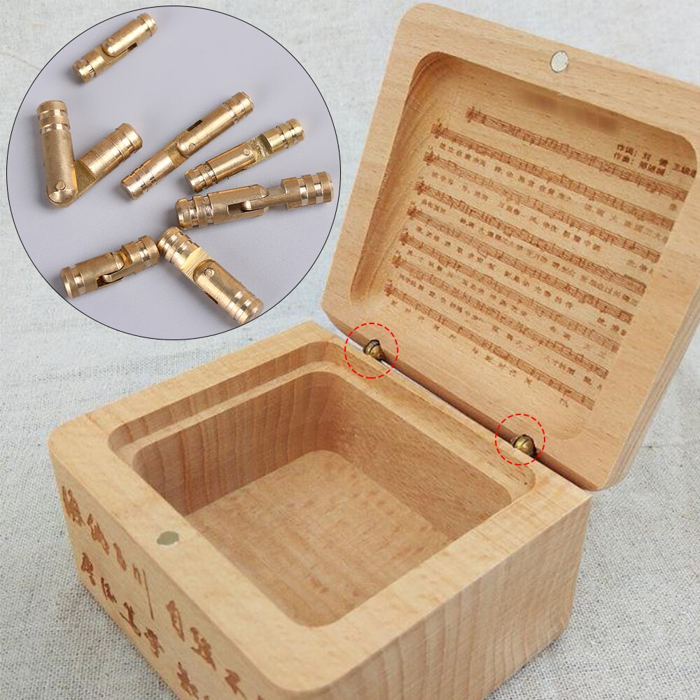 10Pcs Jewelry Box Barrel Hinge Invisible Concealed Barrel Hinge Pure Copper Wine Wooden Case Furniture Hardware Mini Folded Soft
