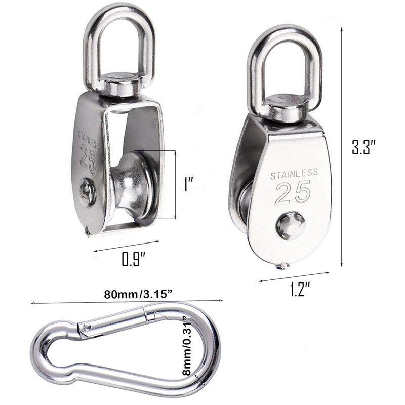 2 stuks  m25 kraan katrolblokken enkele katrolblok hangende draad sleepwiel 20 meter nylon katrollijn touw
