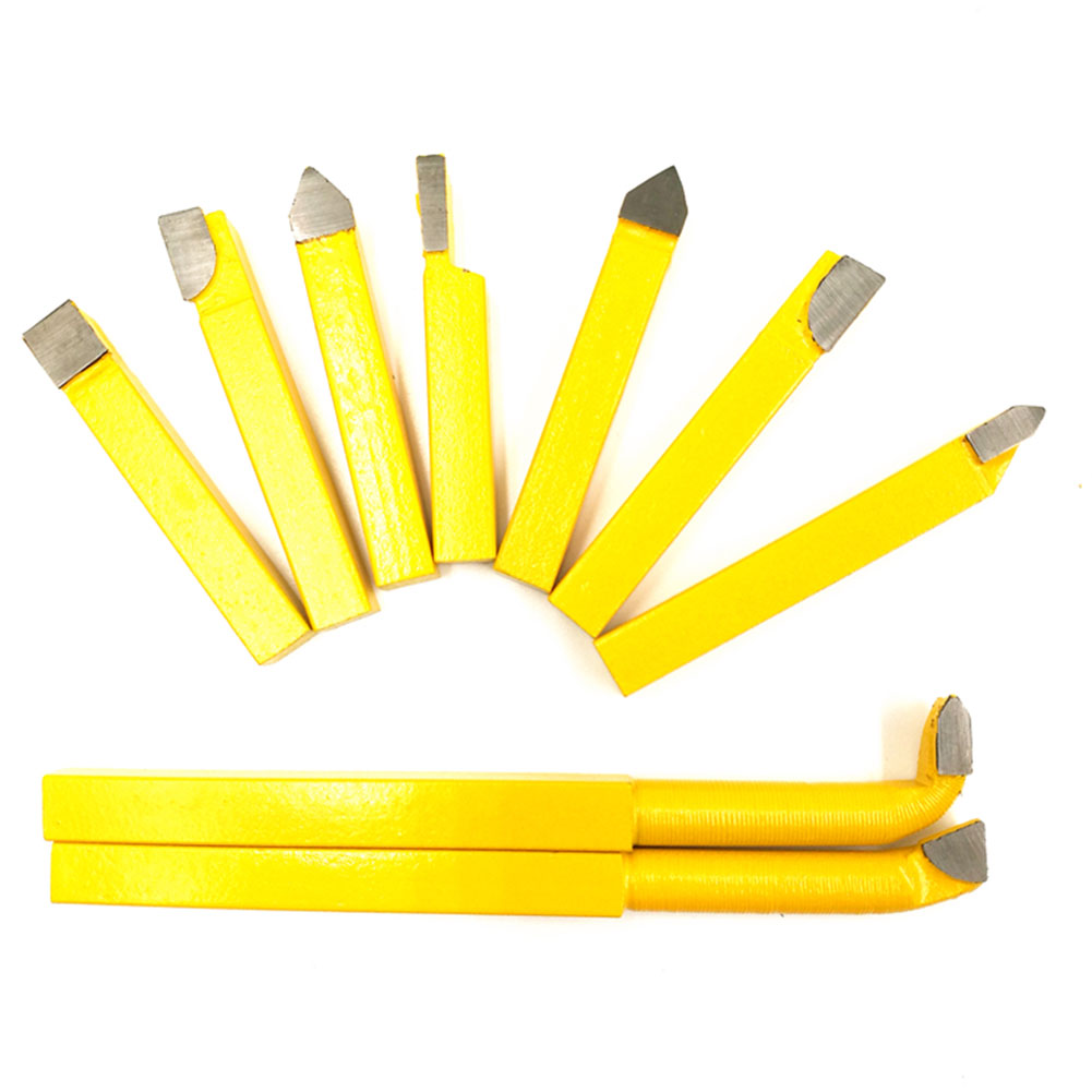 9pcs Alloy Carbide Brazed Tipped Lathe Tools Set 8*8mm Shank Turning Milling Tool Welding Cutter Bit For Metal