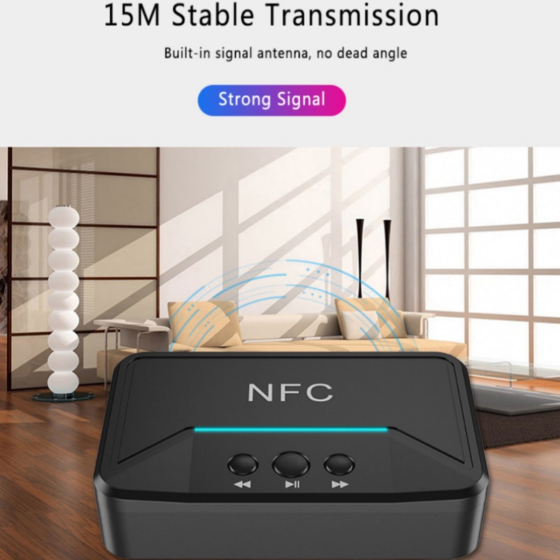 Adaptador Receptor Bluetooth 5,0 NFC 3,5mm RCA Audio AUX salida adaptador de antena inalámbrico Receptor estéreo para altavoz amplificador